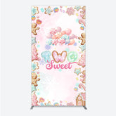 Aperturee - Aperturee Two Sweet Birthday Rectangle Backdrop for 2nd Birthday Winter Candyland with Gingerbread Christmas Sweet Shoppe Party